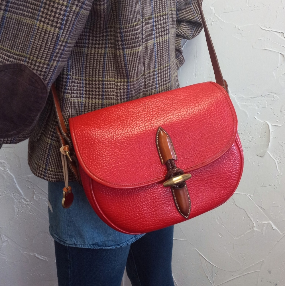 Dooney & Bourke Vintage 1990's, Outback Collection, Large Saddle Bag.